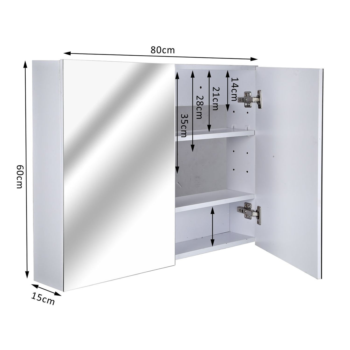 easycomfort easycomfort armadietto pensile da bagno con specchiera e 3 ripiani in mdf bianco 80 x 60 x 15cm ean 8054111844000