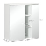 easycomfort easycomfort armadietto specchiera bagno 2 ante con ripiani aperti e mensole regolabili 60x20x61cm bianco