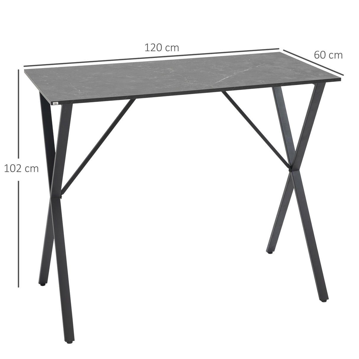 easycomfort easycomfort bancone bar tavolo alto stile industriale effetto marmo legno e acciaio 120x60x102 cm nero