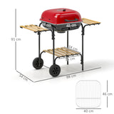easycomfort easycomfort barbecue a carbone con 3 ripiani e ruote coperchio con presa daria regolabile rosso