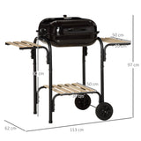 easycomfort easycomfort barbecue a carbone con coperchio ripiani e ruote completo di spatola pinza e coltello nero