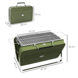 easycomfort easycomfort barbecue a carbonella portatile e pieghevole a valigetta con manico 47x30x28 cm verde
