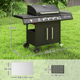 easycomfort easycomfort barbecue a gas con fornello laterale tavolino e armadietto in acciaio e pp 129 5x56x110 cm nero