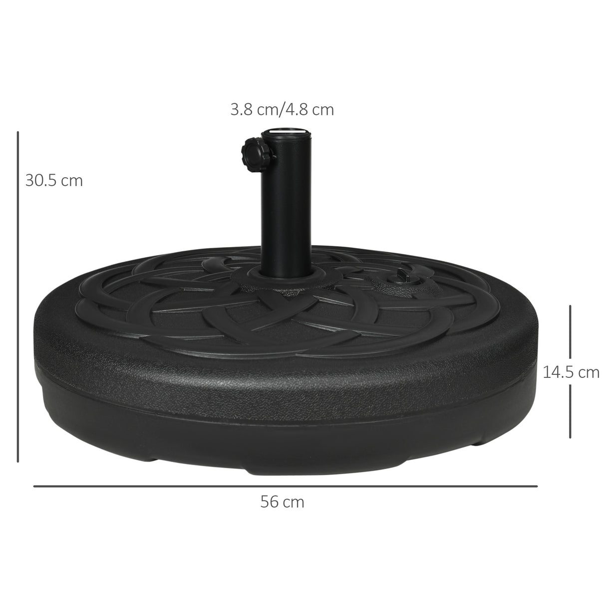 easycomfort easycomfort base per ombrellone rotonda in plastica riempibile con acqua e sabbia per pali da 38 48 mm 56 cm nero