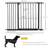 easycomfort easycomfort cancelletto per cani estensibile con viti e ampia apertura in metallo e plastica 76 107x76 cm nero