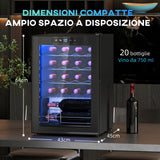 easycomfort easycomfort cantinetta vino refrigerata per 20 bottiglie capacita 53l porta in vetro anti uv e ripiani regolabili nero