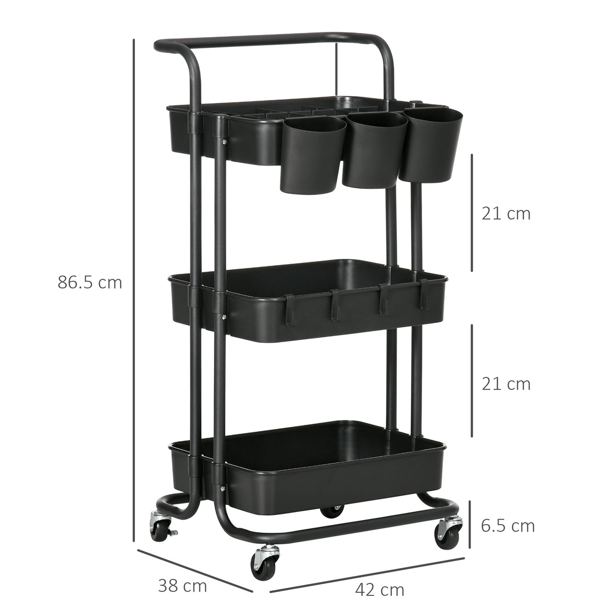 easycomfort easycomfort carrello cucina multiuso a 3 livelli con cestini e ganci rimovibili ripiano con 12 divisori nero