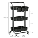 easycomfort easycomfort carrello cucina multiuso a 3 livelli con cestini e ganci rimovibili ripiano con 12 divisori nero