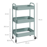 easycomfort easycomfort carrello da cucina a 3 livelli con maniglie e 4 rotelle in acciaio 45x30 6x79 cm azzurro