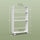easycomfort easycomfort carrello da cucina e bagno salvaspazio a 3 livelli con barre laterali e ruote con freni bianco