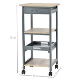 easycomfort easycomfort carrello da cucina portavivande con cassetto 2 ripiani e vassoio estraibile 37x37x76cm grigio