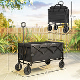 easycomfort easycomfort carrello da giardino 160l pieghevole con manico regolabile capacita 100 kg 95x55x102 cm nero