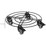 easycomfort easycomfort carrello sottovaso con ruote 30cm in metallo con ruote girevoli e freno nero