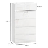 easycomfort easycomfort cassettiera moderna 5 cassetti antiribaltamento in legno 55x33x100 cm bianco lucido