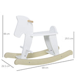 easycomfort easycomfort cavallo a dondolo bambini da 1 3 anni in legno con maniglie e poggiapiedi 68x26 5x48 cm bianco