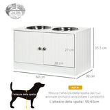 easycomfort easycomfort ciotole per cani rialzate con armadietto da 44l e 2 ciotole in acciaio 60x30x35 5cm bianco