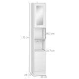 easycomfort easycomfort colonna bagno salvaspazio in legno con specchio e apertura a pressione 30x28x170cm bianco
