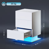 easycomfort easycomfort comodino moderno con luce led regolabile con telecomando e 3 cassetti 40x35x60 cm bianco lucido