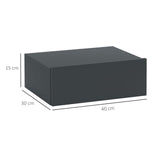 easycomfort easycomfort comodino sospeso moderno con cassetto in legno 40x30x15 cm nero