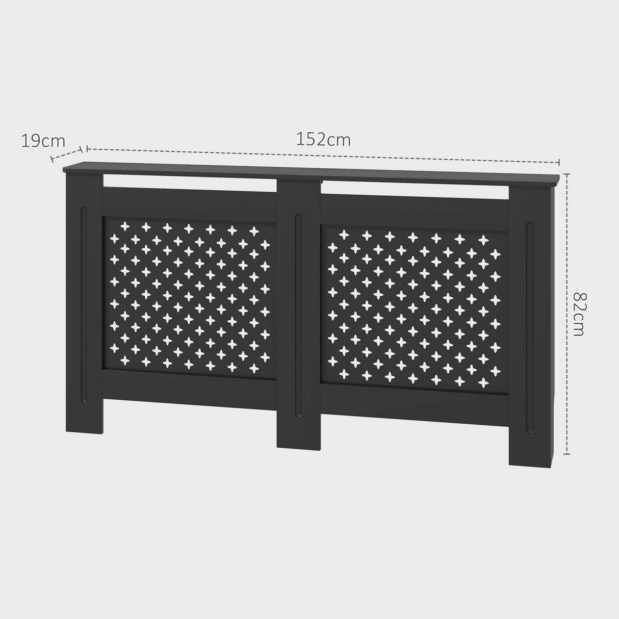 easycomfort easycomfort copritermosifoni in legno mdf traforato a croce con ripiano e fissaggio a muro 152x19x82 cm nero