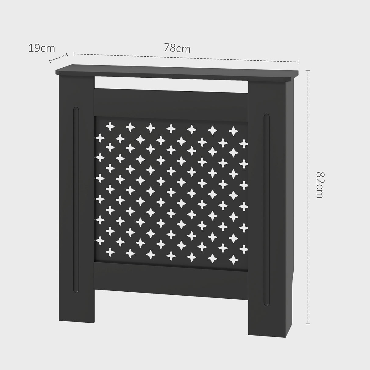easycomfort easycomfort copritermosifoni in legno mdf traforato a croce con ripiano e fissaggio a muro 78x19x82 cm nero