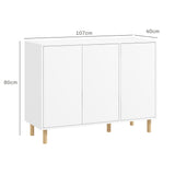 easycomfort easycomfort credenza moderna con 2 armadietti a 3 ripiani in legno 107x40x80 cm bianco