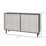 easycomfort easycomfort credenza moderna con 2 armadietti e 4 ante con apertura a pressione 121x37x75cm nero