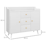 easycomfort easycomfort credenza moderna in legno con 3 cassetti e 2 armadietti a 2 livelli 90x32x80 cm bianco