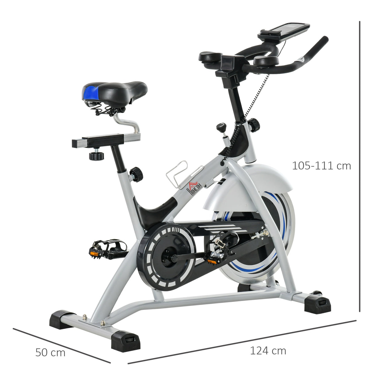 easycomfort easycomfort cyclette professionale da camera con monitor lcd e volano 15kg sellino e manubrio regolabili 124x50x105 111cm argento nero