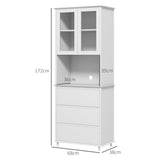 easycomfort easycomfort dispensa cucina alta con armadietto a 2 livelli e 3 cassetti in mdf 68x38x172 cm bianco