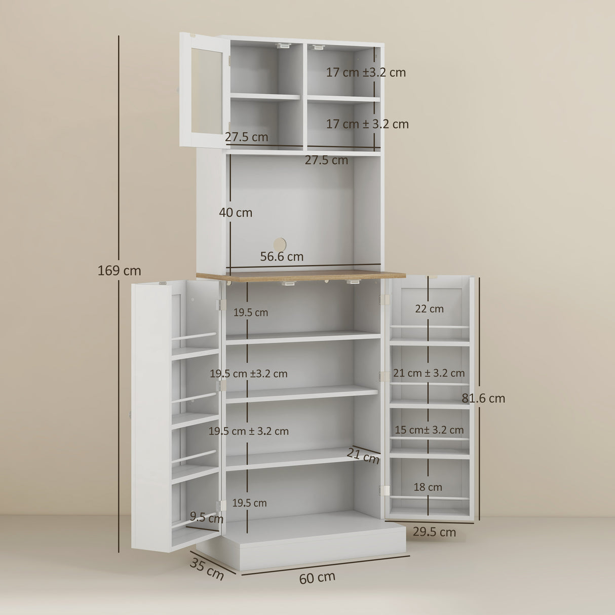 easycomfort easycomfort dispensa da cucina porta microonde con ripiani aperti e armadietto con portaspezie 60x35x169 cm bianco