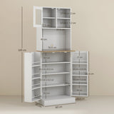 easycomfort easycomfort dispensa da cucina porta microonde con ripiani aperti e armadietto con portaspezie 60x35x169 cm bianco