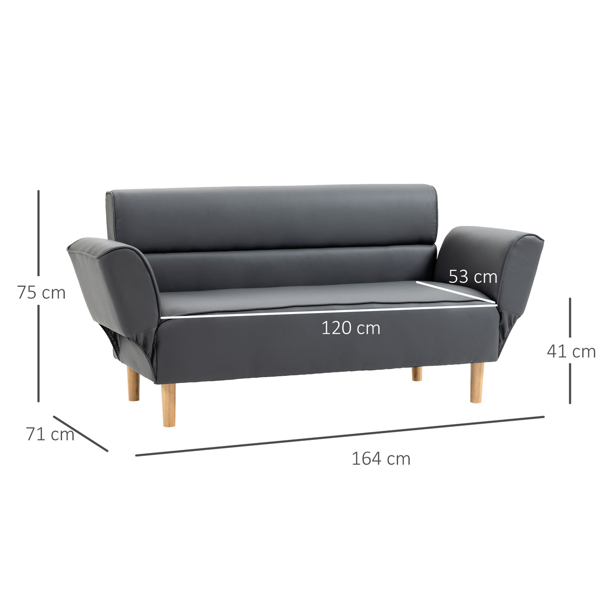 easycomfort easycomfort divano 2 posti convertibile in divano letto singolo con braccioli regolabili 164x71x75cm