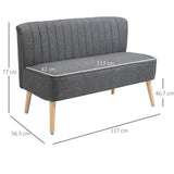 easycomfort easycomfort divano 2 posti moderno in tessuto senza braccioli divanetto da salotto con gambe in legno 117x56 5x77 cm grigio scuro