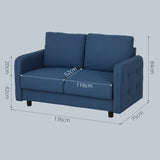 easycomfort easycomfort divano 2 posti moderno in velluto con cuscini sfoderabili e molle a s 136x75x84 cm blu