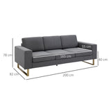easycomfort easycomfort divano a 3 posti relax salotto con cuscini 200 82 78cm tessuto di lino grigio