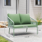 easycomfort easycomfort divano da giardino 2 posti in rattan pe stile boho con cuscini sfoderabili e braccioli verde