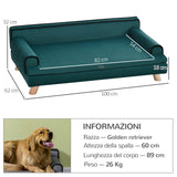 easycomfort easycomfort divano per cani grandi con imbottitura rivestimento morbido e lavabile gambe in legno verde