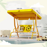 easycomfort easycomfort dondolo per bambini da esterno a 2 posti con tettuccio regolabile e cinture di sicurezza 112x75x120 cm giallo