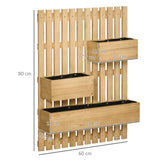 easycomfort easycomfort fioriera da esterno verticale in legno con 3 vasi rimovibili 60x16x80cm