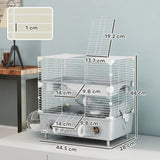 easycomfort easycomfort gabbia per criceti a 2 livelli e 3 porte con ruota e tubi in acciaio ps e pp 44 5x28x44 cm grigio e bianco
