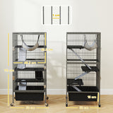 easycomfort easycomfort gabbia per piccoli animali a 4 livelli con rampe piattaforme amaca e ruote 52x52x115 cm grigio