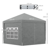 easycomfort easycomfort gazebo da esterno 3x3 m pieghevole con 4 pannelli laterali in acciaio e tessuto oxford grigio chiaro