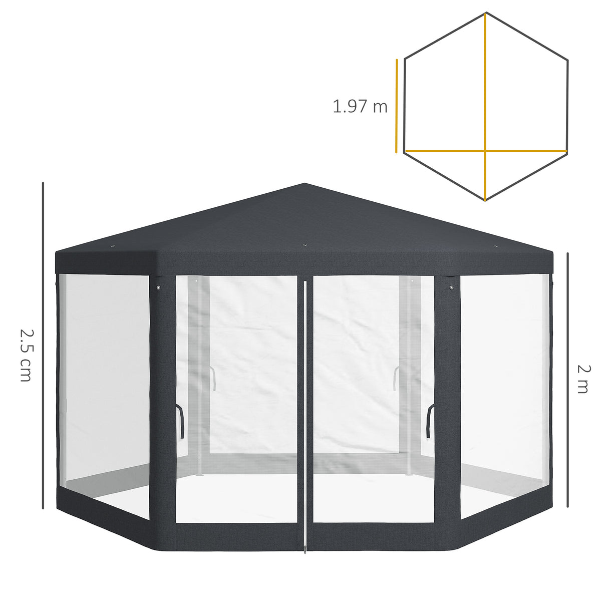 easycomfort easycomfort gazebo da giardino esagonale con doppio ingresso in metallo e poliestere 3 94x3 94x2 5 m grigio