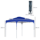 easycomfort easycomfort gazebo pieghevole 2 5x2 5 m con altezza regolabile sacchetti di sabbia e borsa con ruote blu