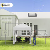 easycomfort easycomfort gazebo pieghevole pop up 2x2 m con 4 pareti rimovibili in poliestere e acciaio bianco