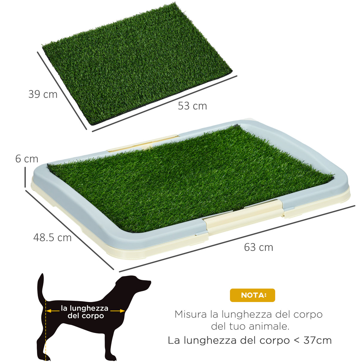 easycomfort easycomfort lettiera per cani 3 strati con prato sintetico griglia e vassoio inferiore 63x48 5cm