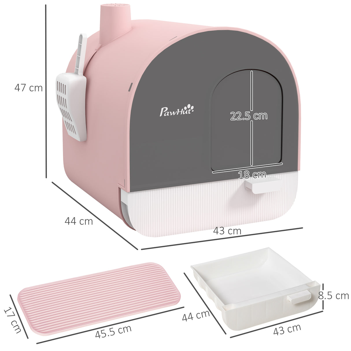 easycomfort easycomfort lettiera per gatti chiusa con filtri paletta e vassoio struttura in pp 43x44x47cm rosa