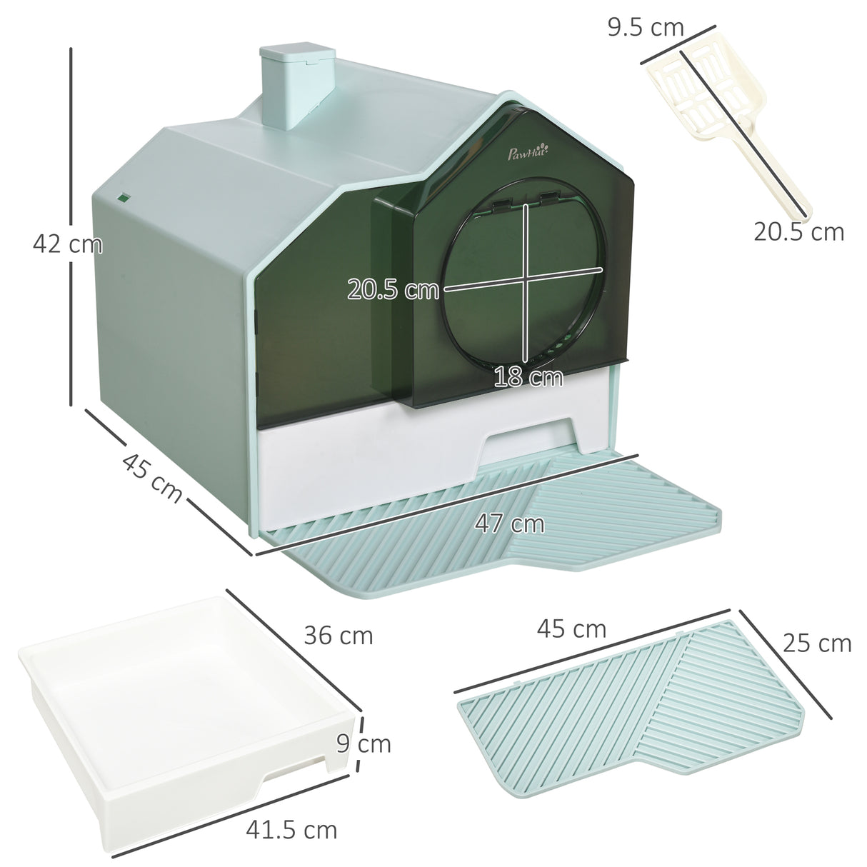 easycomfort easycomfort lettiera per gatti chiusa con vassoio estraibile tappetino e paletta 47x45x42cm azzurro