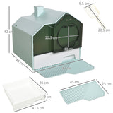 easycomfort easycomfort lettiera per gatti chiusa con vassoio estraibile tappetino e paletta 47x45x42cm azzurro